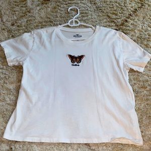 WHITE COTTON T with BUTTERFLY DETAIL